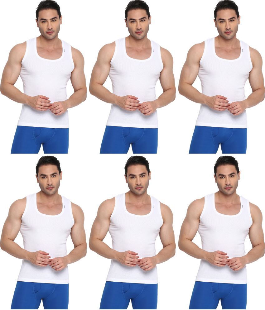     			COLORS by Rupa Frontline White Cotton Men's Vest ( Pack of 6 )