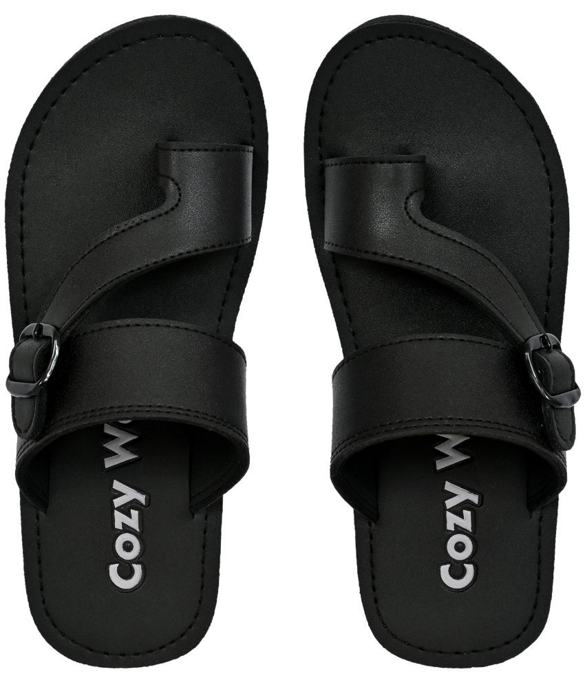     			Cozy Wear Black Men's Leather Slipper