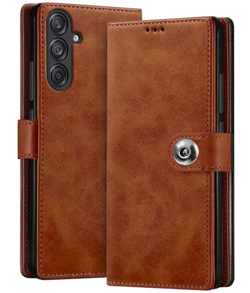     			Fashionury Brown Flip Cover Leather Compatible For Samsung Galaxy M55 5G ( Pack of 1 )