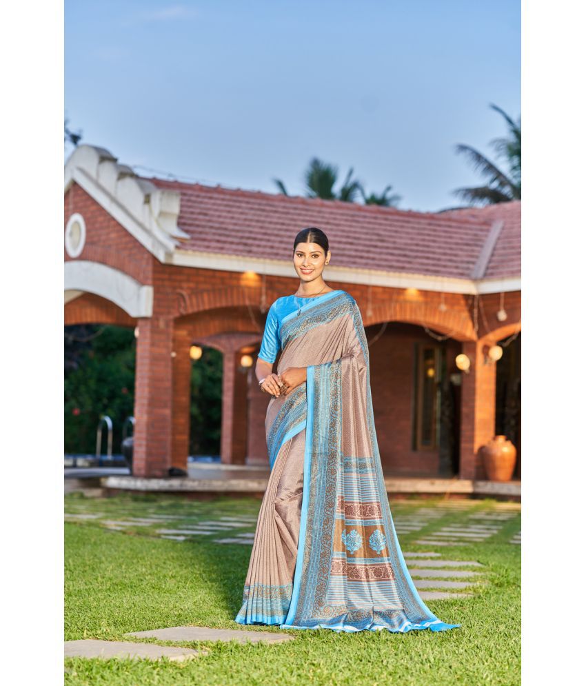     			Kandora Crepe Printed Saree With Blouse Piece - Multicolor ( Pack of 1 )