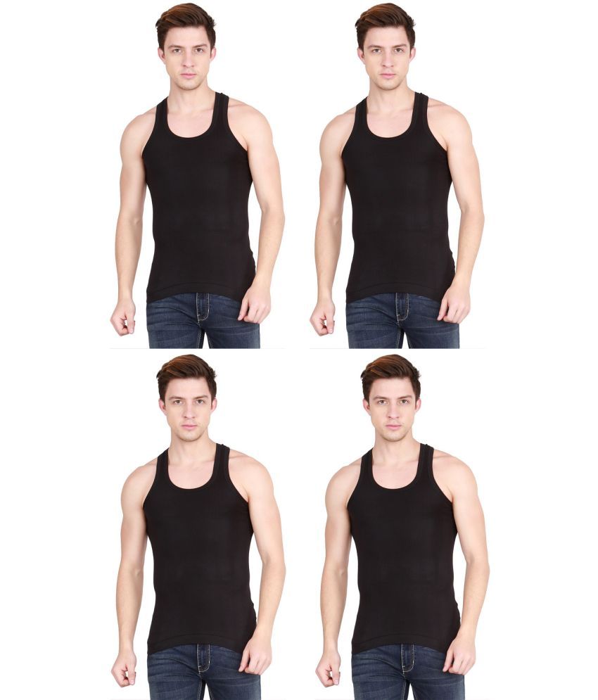     			Rupa Frontline Black Cotton Men's Vest ( Pack of 4 )