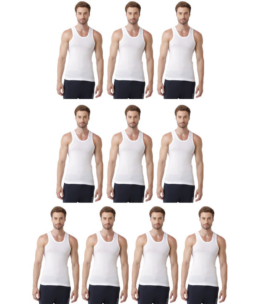     			Rupa Frontline White Cotton Men's Vest ( Pack of 10 )