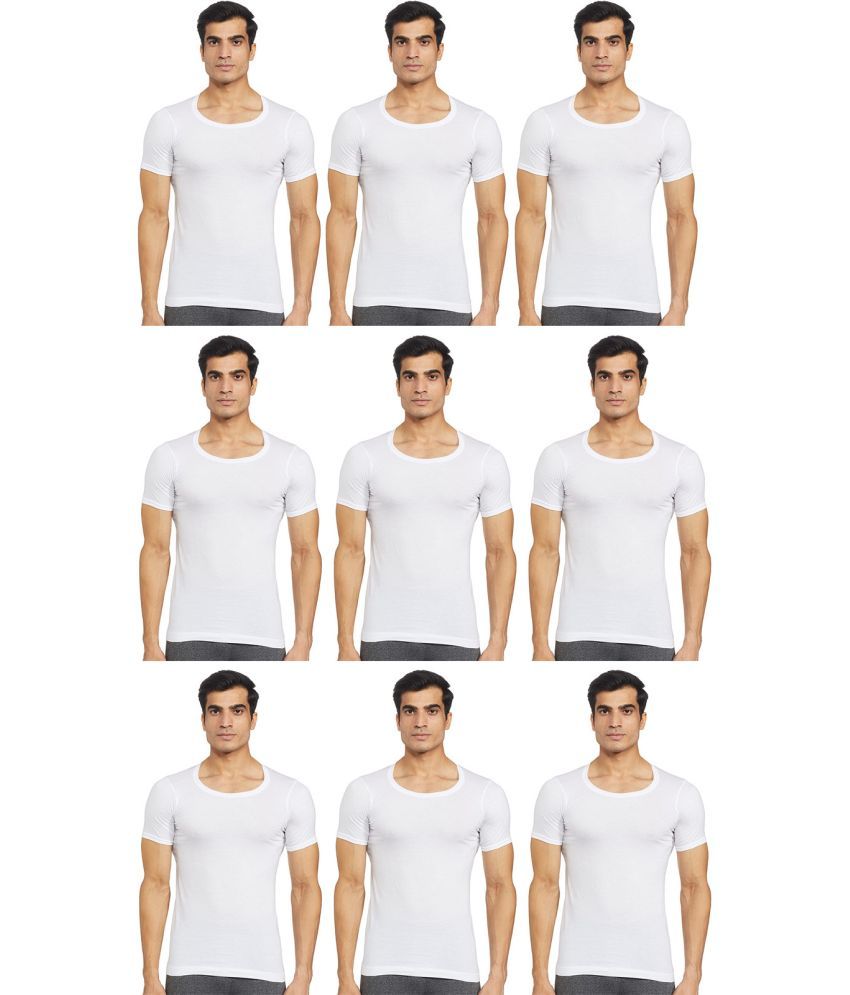     			Rupa Frontline White Cotton Men's Vest ( Pack of 9 )