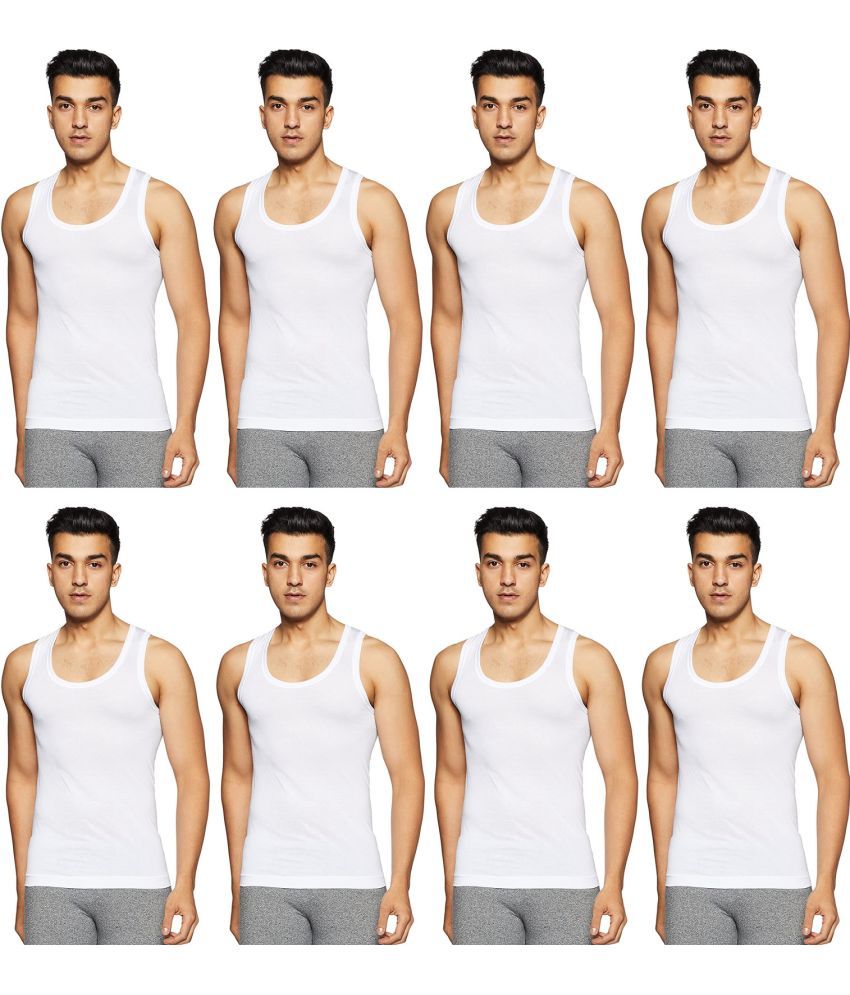     			Rupa Frontline White Cotton Men's Vest ( Pack of 8 )