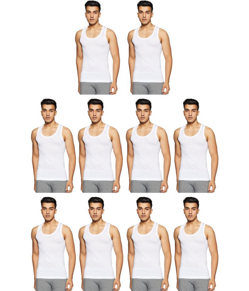     			Rupa Frontline White Cotton Men's Vest ( Pack of 10 )