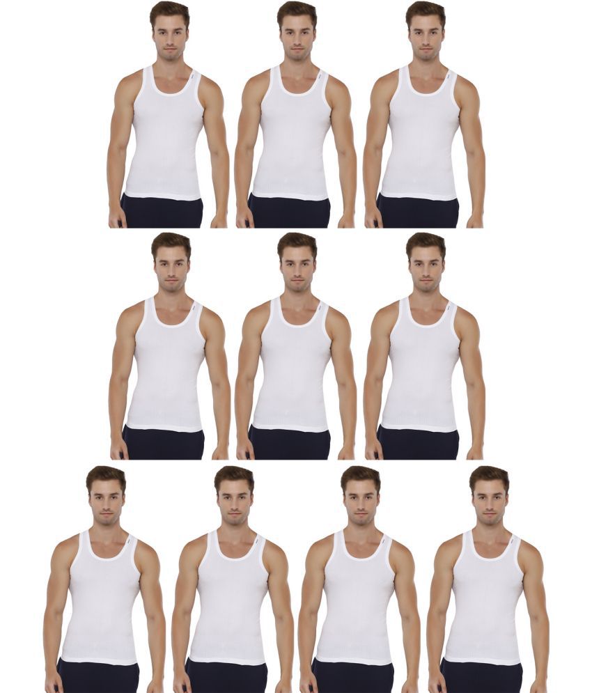     			Rupa Frontline White Cotton Men's Vest ( Pack of 10 )