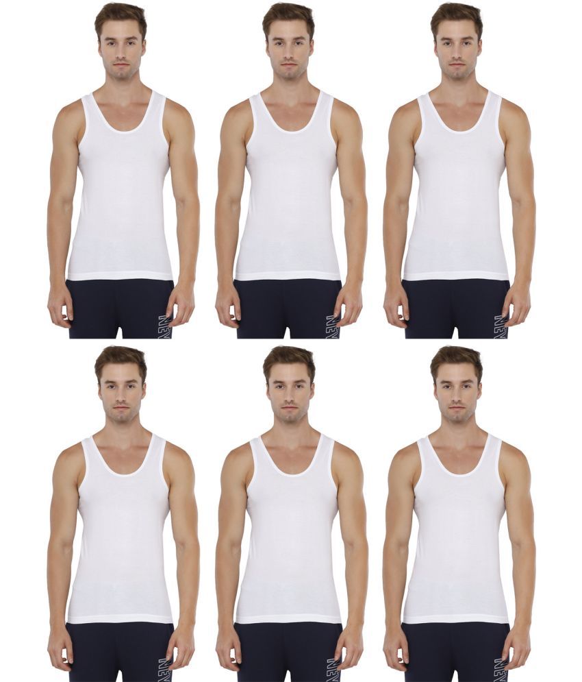     			Rupa Jon White Cotton Men's Vest ( Pack of 6 )