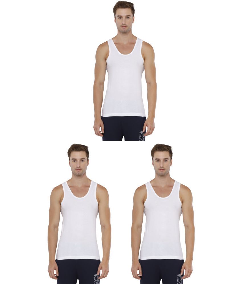     			Rupa Jon White Cotton Men's Vest ( Pack of 3 )