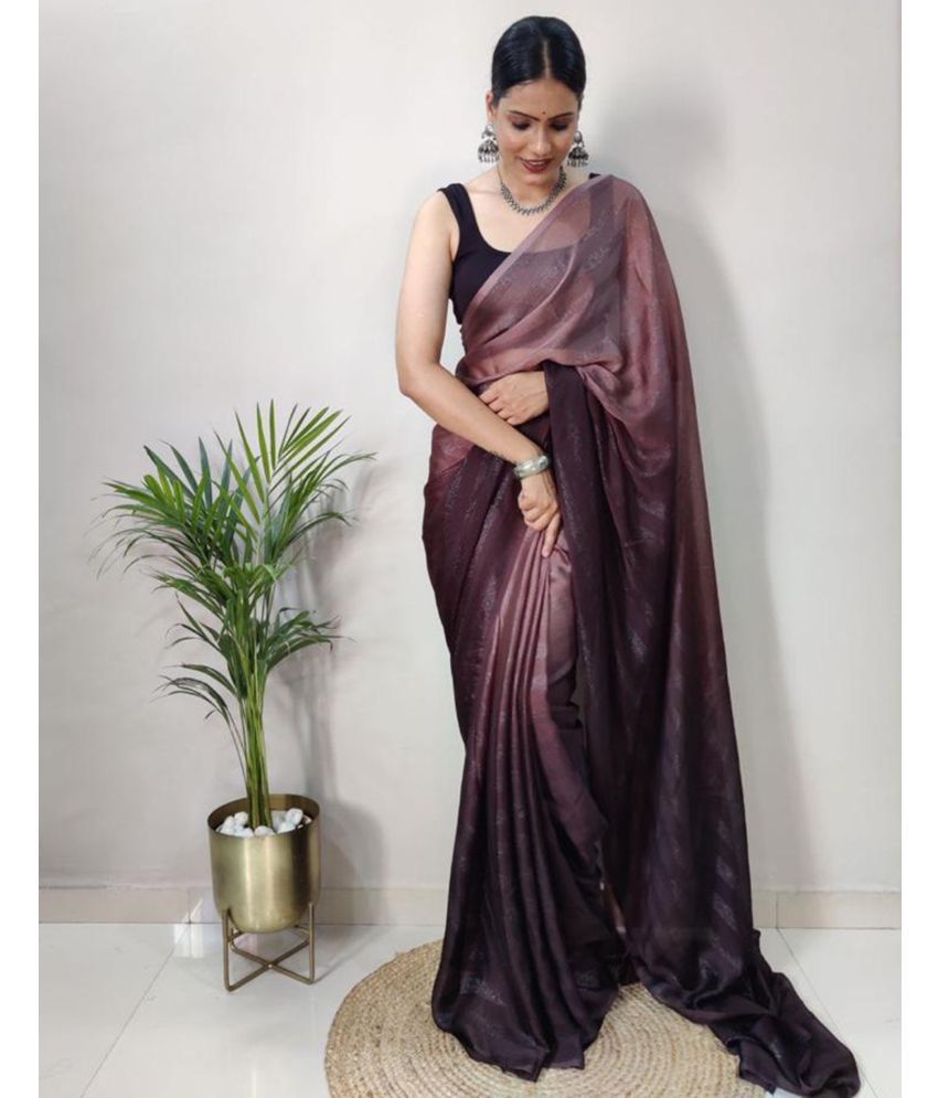     			Samah Georgette Solid Saree With Blouse Piece - Mauve ( Pack of 1 )