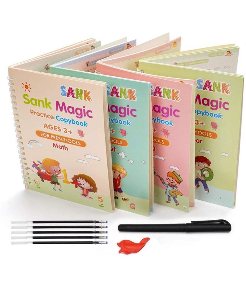     			Sank Magic Practice Copybook, Number Tracing Book for Preschoolers with Pen, Magic Calligraphy Copybook Set Practical Reusable Writing Tool Simple Hand Lettering