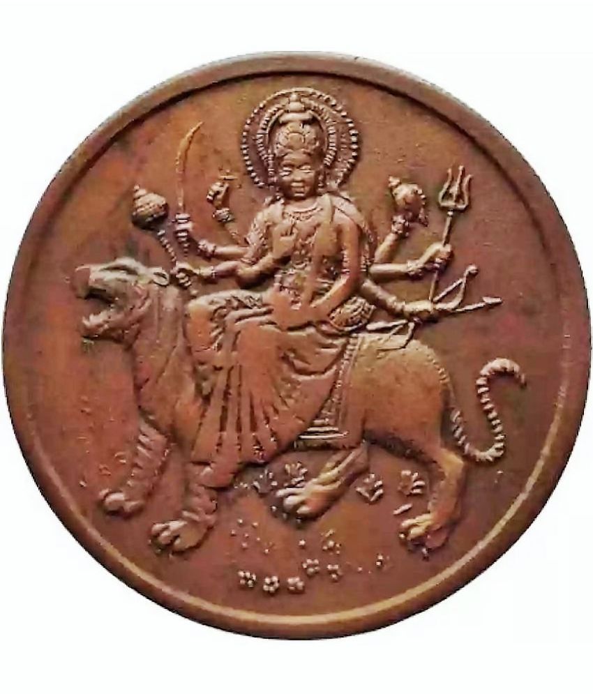     			1818 East India Company Temple Token Goddess Durga Maa  This big sized  20 gram coin