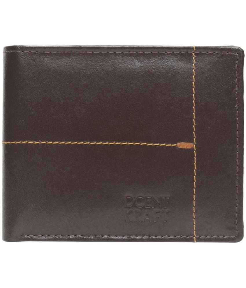     			DCENT KRAFT Brown Leather Men's Coin Pouch,Two Fold Wallet,RFID Wallet ( Pack of 1 )