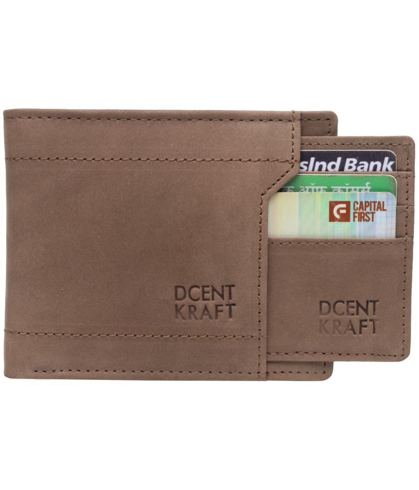     			DCENT KRAFT Khaki Leather Men's Coin Pouch,Two Fold Wallet,RFID Wallet ( Pack of 1 )