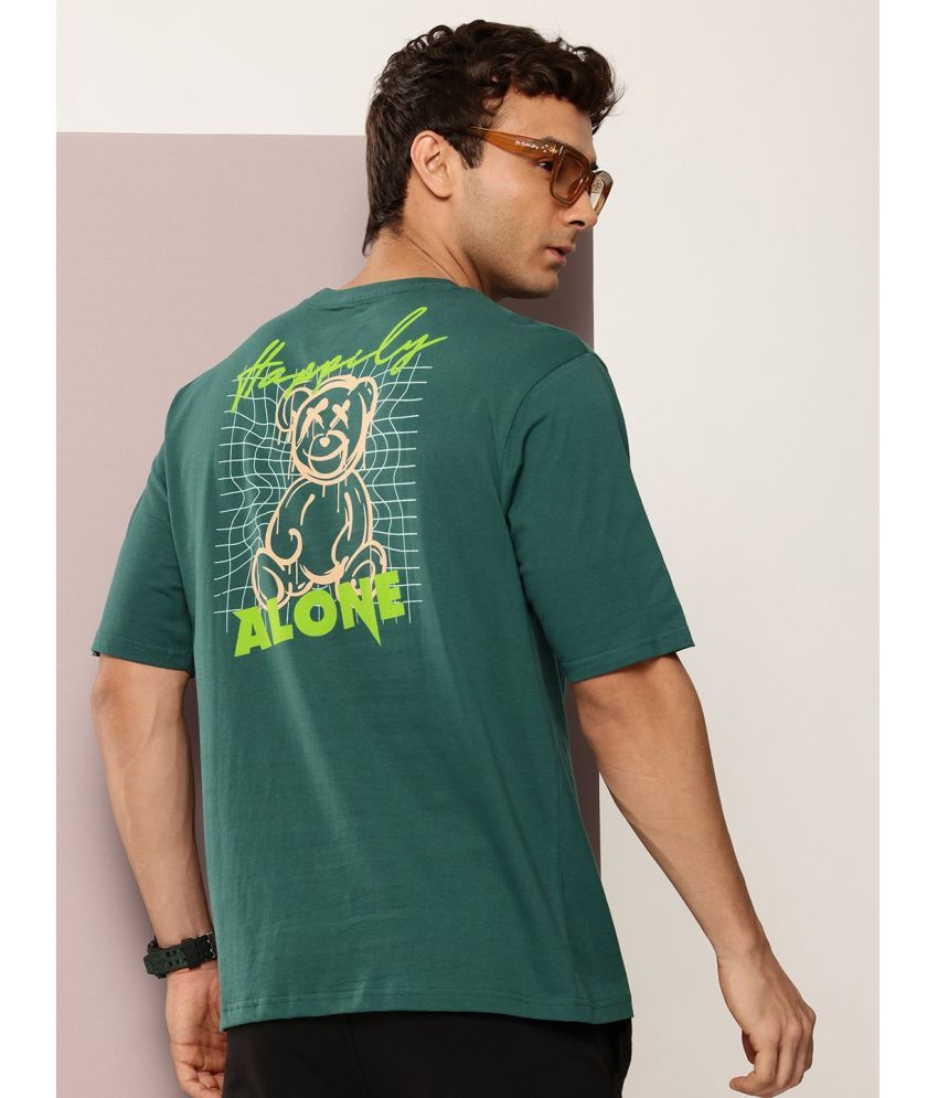     			Dillinger Cotton Oversized Fit Printed Half Sleeves Men's T-Shirt - Green ( Pack of 1 )