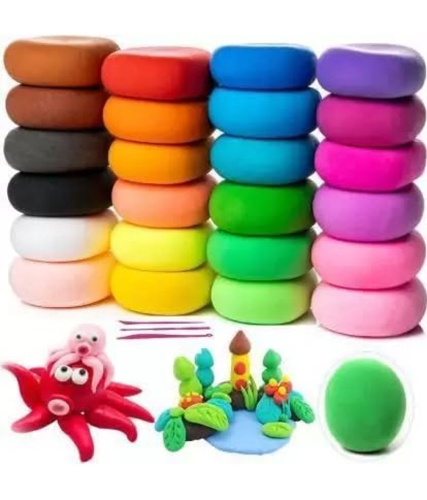     			ECLET (Pack of 12) Air Dry Clay, Colorful Children Soft Clay, Creative Art Crafts, Gifts for Kids-Multi Color. Non-Toxic Modeling Magic Fluffy Foam Bouncing Clay Putty Kit for Kids with Tools .107