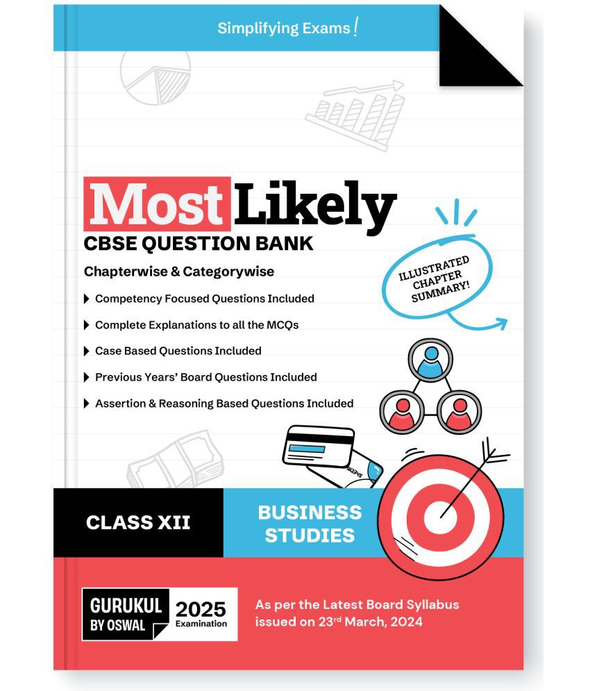     			Gurukul By Oswal Business Studies Most Likely CBSE Question Bank for Class 12 Exam 2025 - Chapterwise & Categorywise, Competency Focused Qs, MCQs