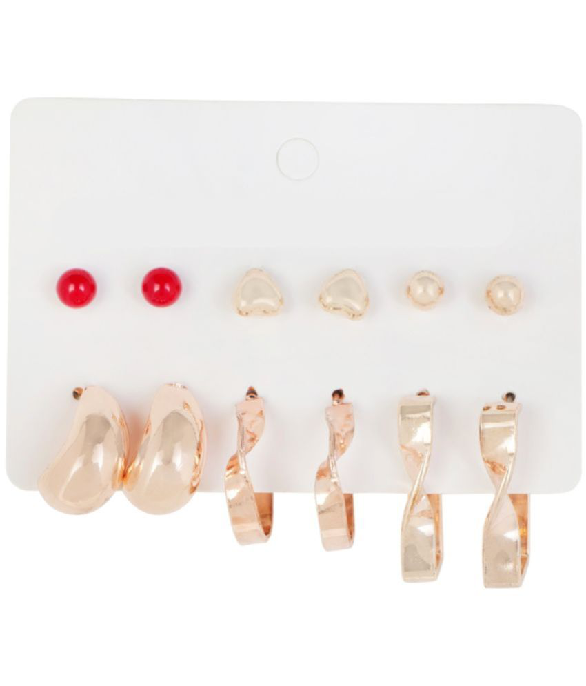     			Jiyanshi fashion Rose Gold Hoops Earrings ( Pack of 6 )