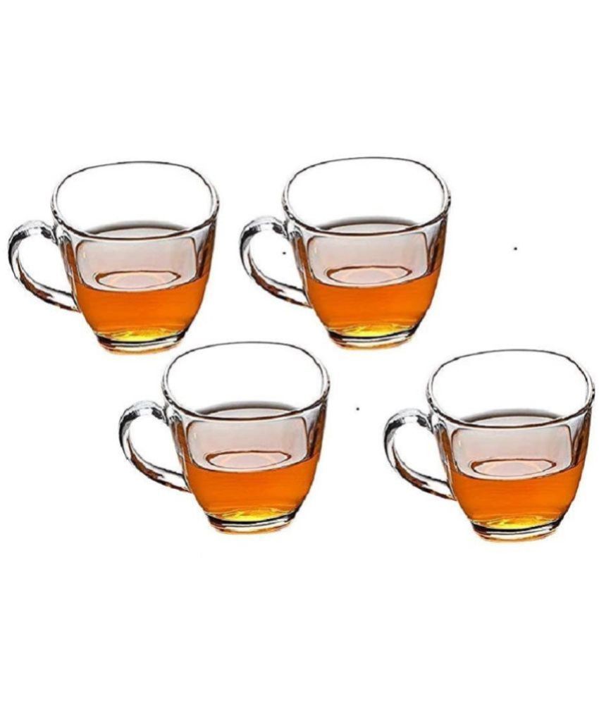     			KALPVRUKSH ENTERPRISE Transparent Tea Cups Solid Glass Coffee Mug 140 mL ( Pack of 4 )