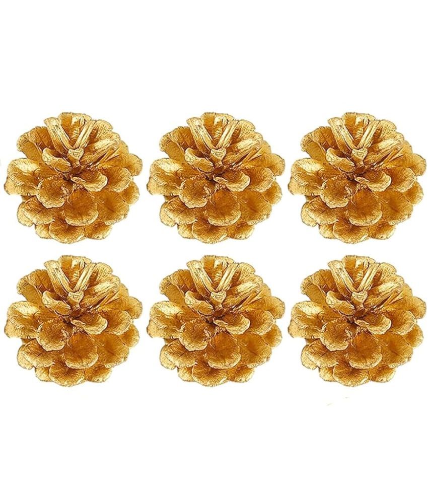     			PRANSUNITA 6 pcs Natural Metallic Gold Colored Pine Cone’s – 5 to 6 cm - Dry Material for Ornaments Vase Fillers for DIY Crafts, Cake, Home Decor, Christmas & Wedding Decor (Golden)