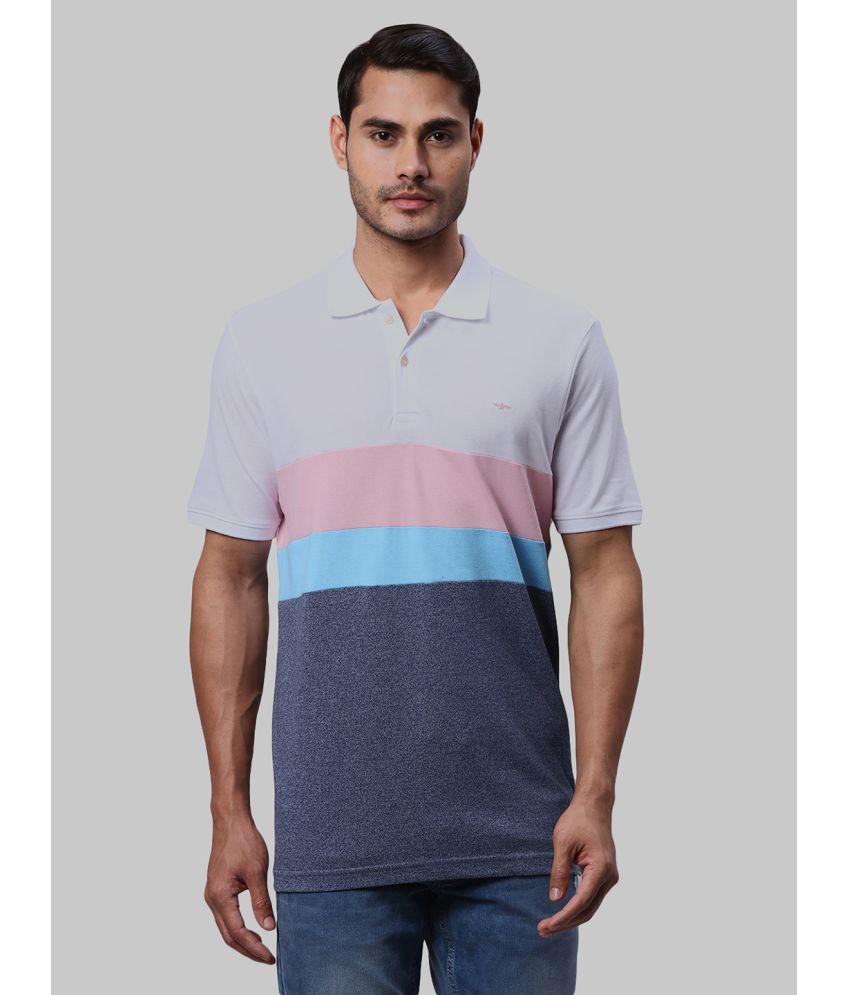     			Park Avenue Cotton Blend Slim Fit Colorblock Half Sleeves Men's Polo T Shirt - Blue ( Pack of 1 )