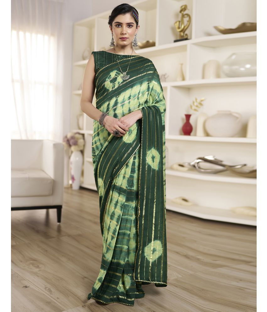     			Samah Chanderi Self Design Saree With Blouse Piece - Green ( Pack of 1 )