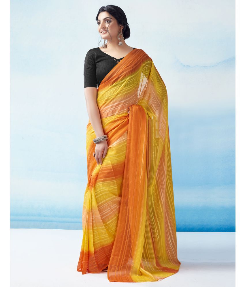    			Samah Georgette Printed Saree With Blouse Piece - Yellow1 ( Pack of 1 )