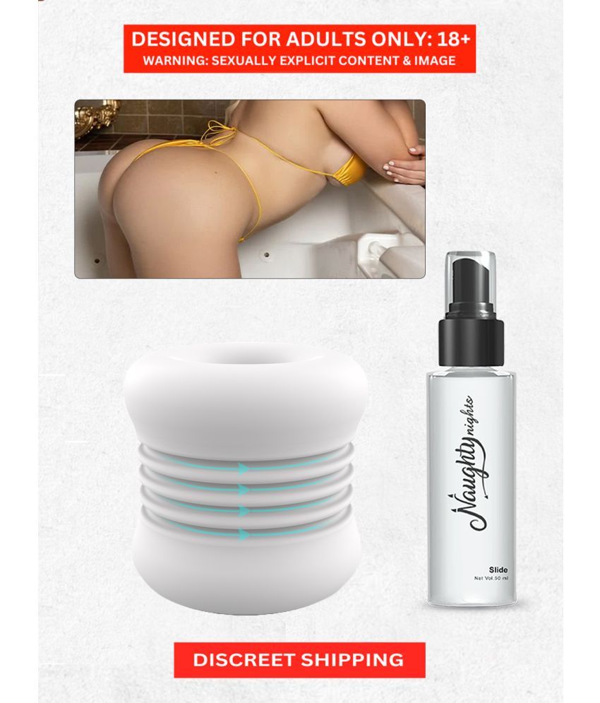     			Delay Ejaculation Male Masturbation Sleeve- Attractive White Color with Inner Dotted Texture Male Massager + Free Calmras 50 ML Lube