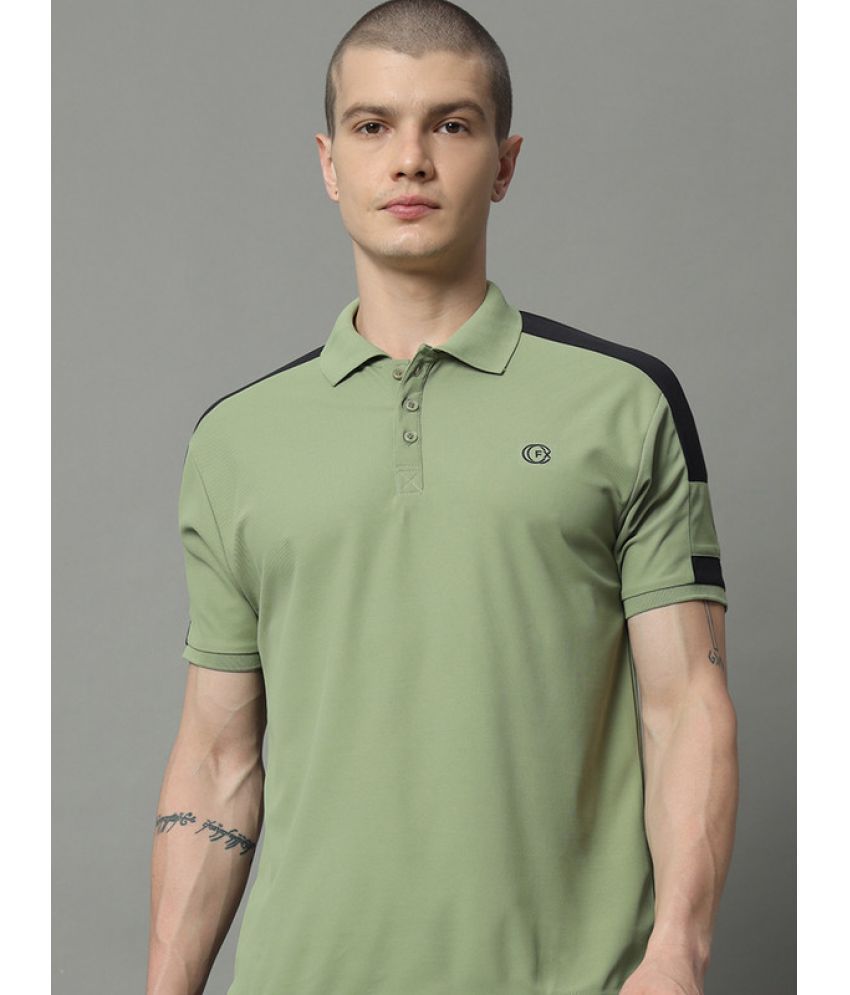     			FXSPORTS Cotton Blend Regular Fit Striped Half Sleeves Men's Polo T Shirt - Green ( Pack of 1 )