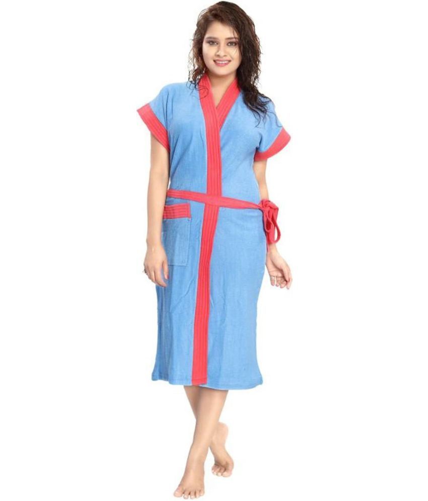     			Poorak Blue Free Size Bathrobe ( Pack of 1 )