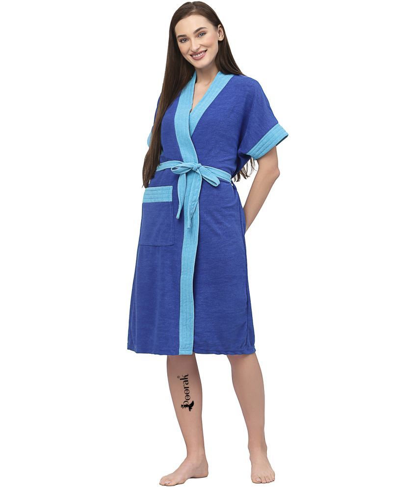     			Poorak Blue Free Size Bathrobe ( Pack of 1 )