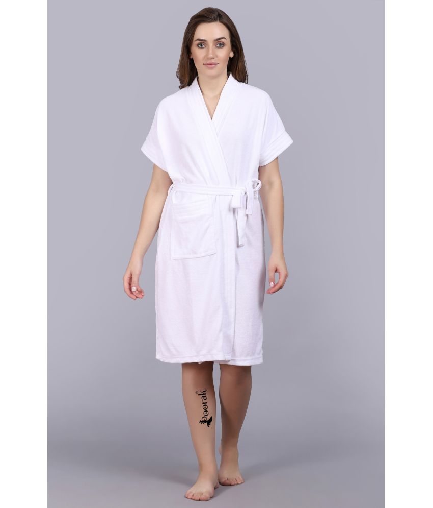     			Poorak White Free Size Bathrobe ( Pack of 1 )