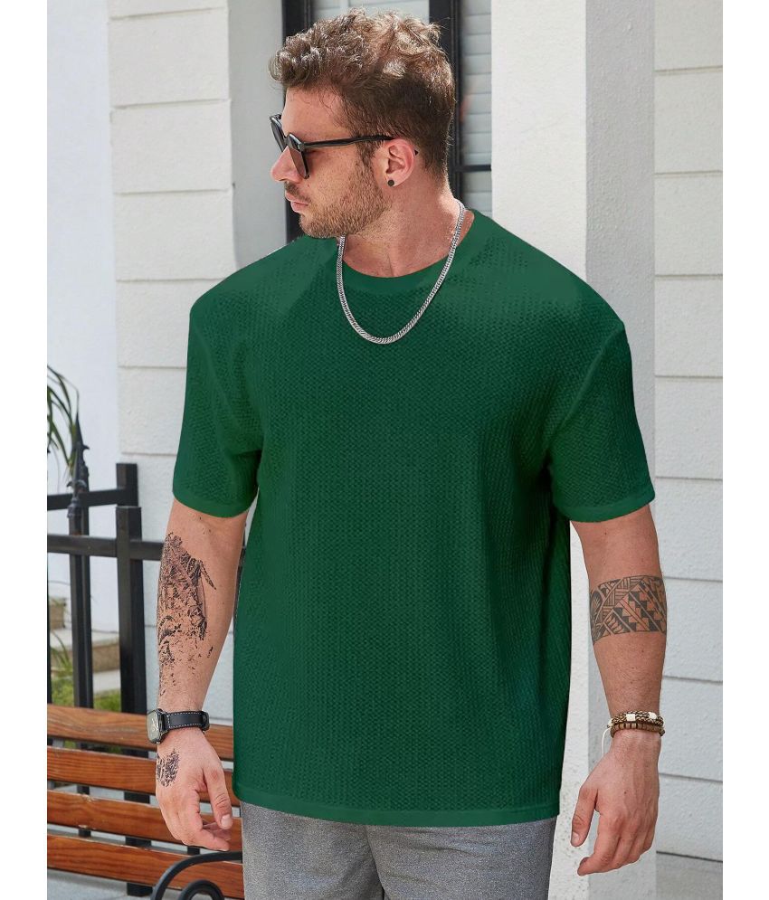    			fashion and youth Cotton Blend Oversized Fit Solid Half Sleeves Men's T-Shirt - Green ( Pack of 1 )