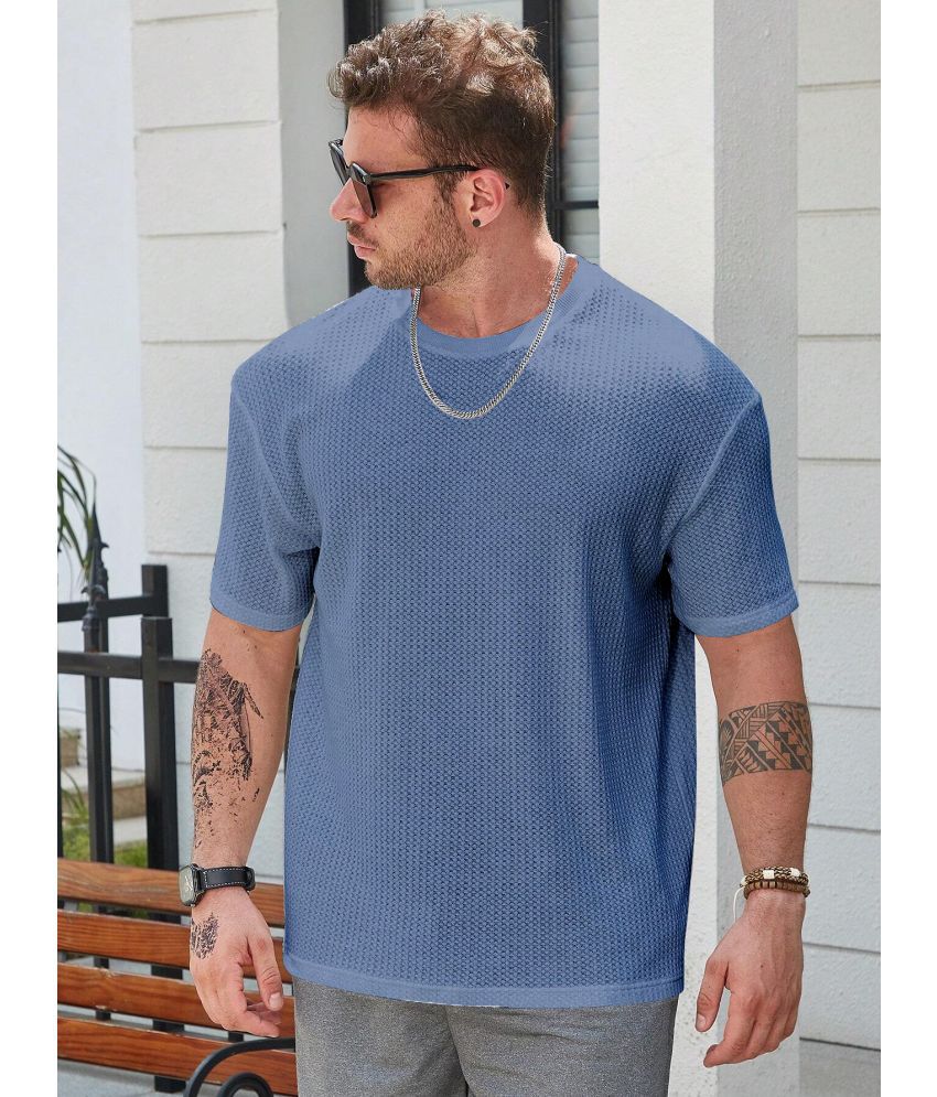     			fashion and youth Cotton Blend Oversized Fit Solid Half Sleeves Men's T-Shirt - Blue ( Pack of 1 )