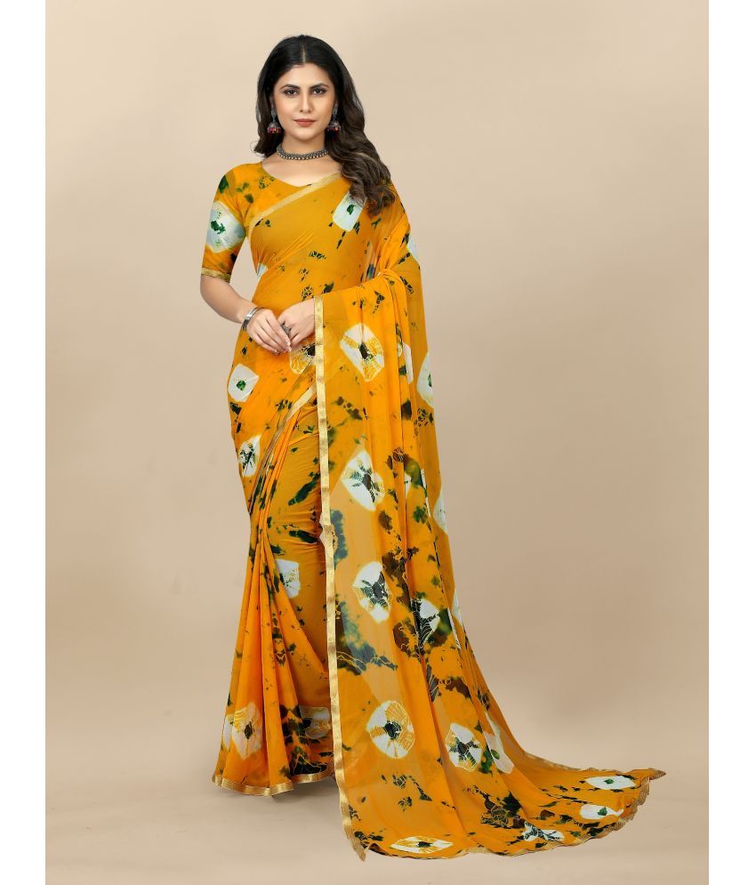     			Aika Georgette Embellished Saree With Blouse Piece - Yellow ( Pack of 1 )