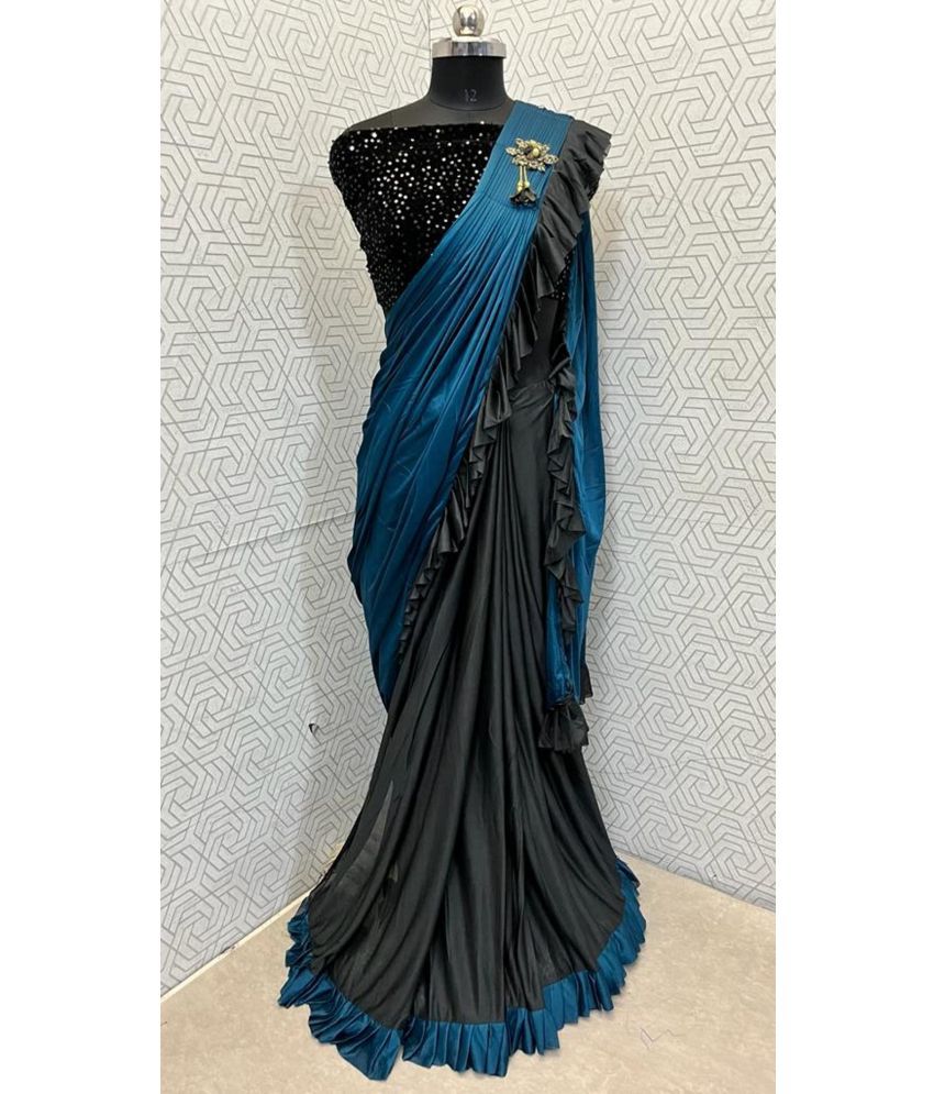     			Aika Lycra Embellished Saree With Blouse Piece - Rama ( Pack of 1 )