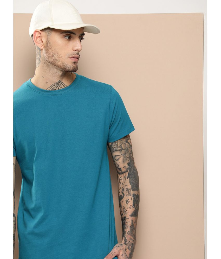     			Difference of Opinion Cotton Regular Fit Solid Half Sleeves Men's T-Shirt - Blue ( Pack of 1 )