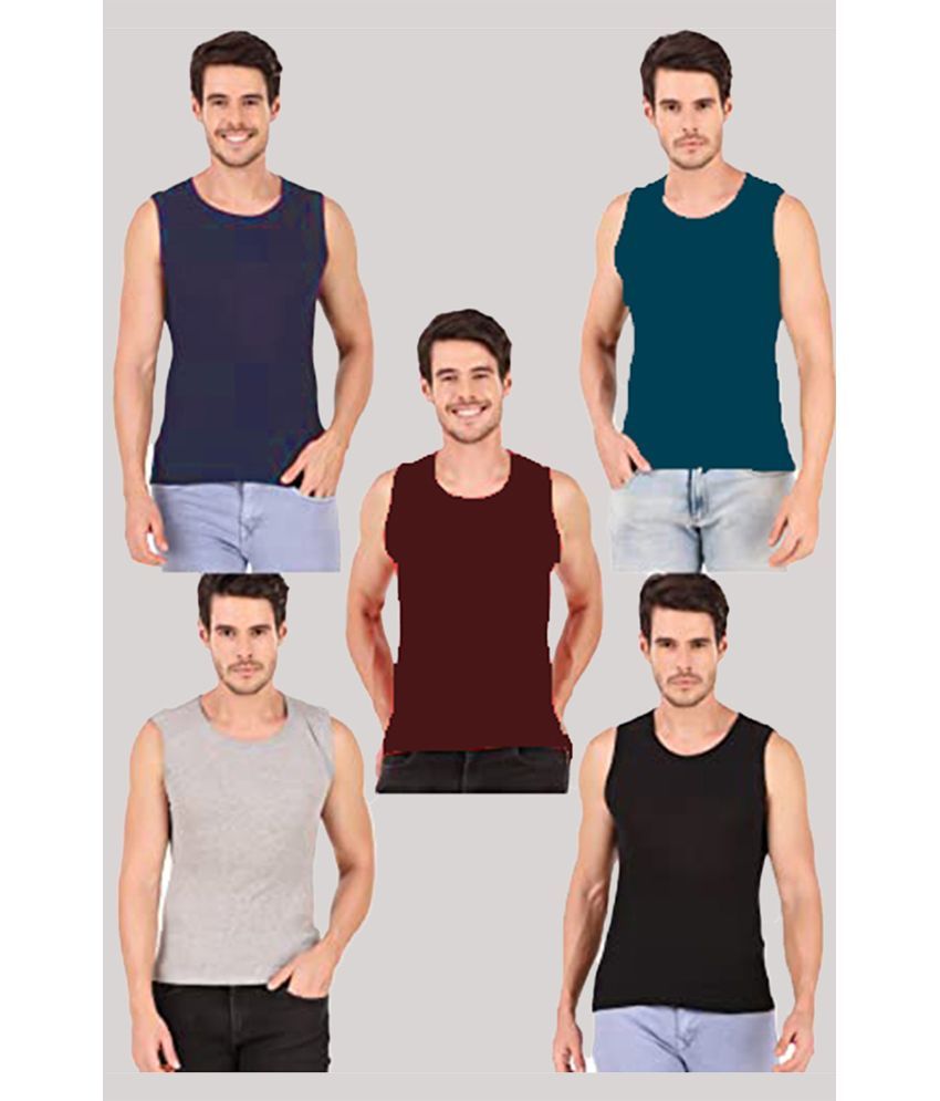     			HAP Pack of 5 Cotton Men's Vest ( Multicolor )