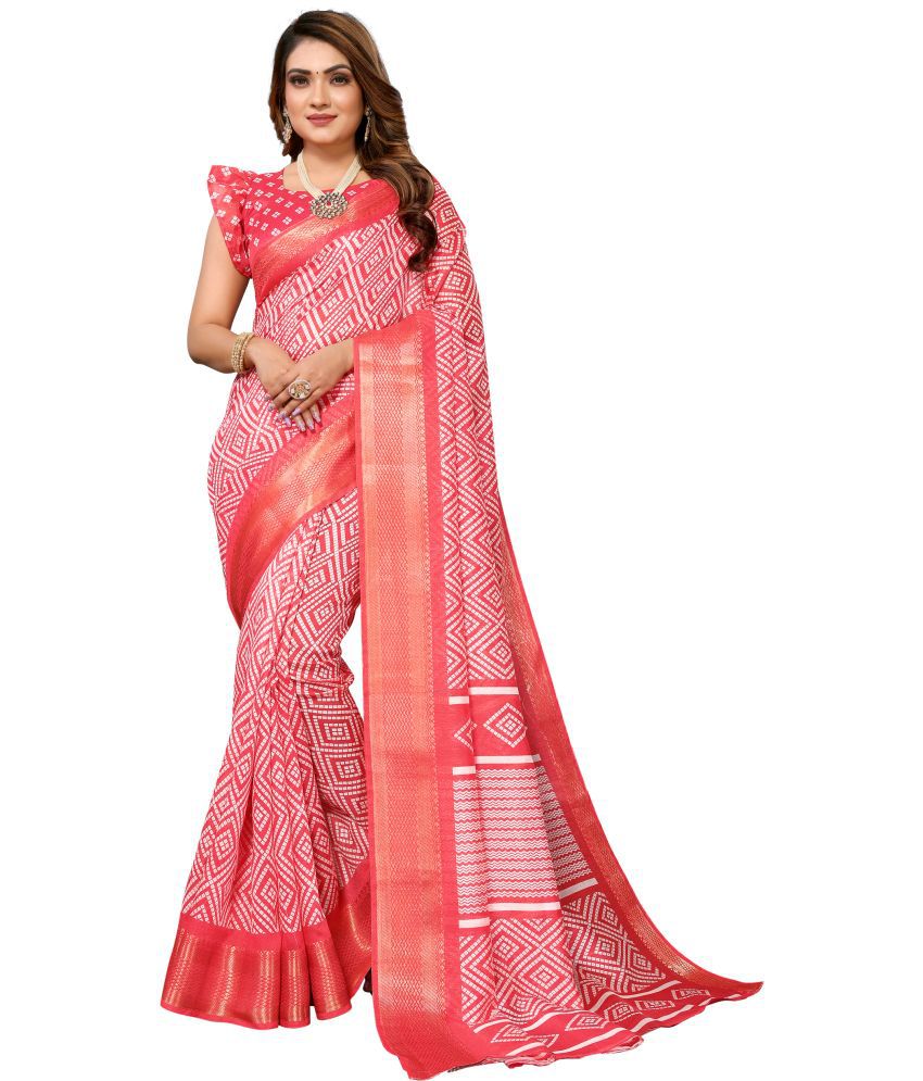     			HEMA SILK MILLS Cotton Silk Embellished Saree With Blouse Piece - Pink ( Pack of 1 )