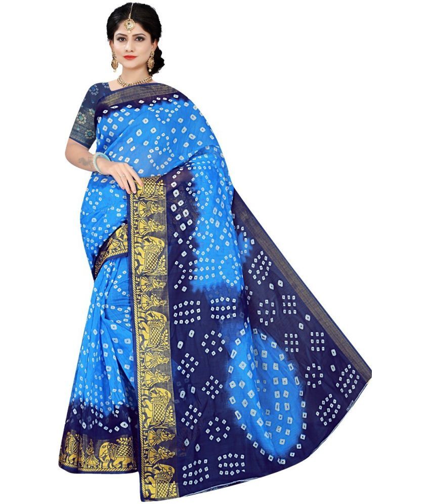     			HEMA SILK MILLS Cotton Silk Printed Saree With Blouse Piece - Navy Blue ( Pack of 1 )