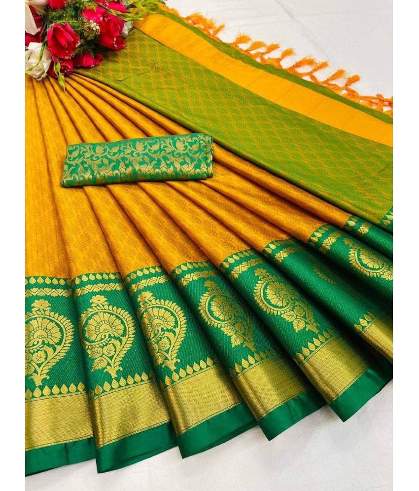     			JULEE Banarasi Silk Embellished Saree With Blouse Piece - Green ( Pack of 1 )