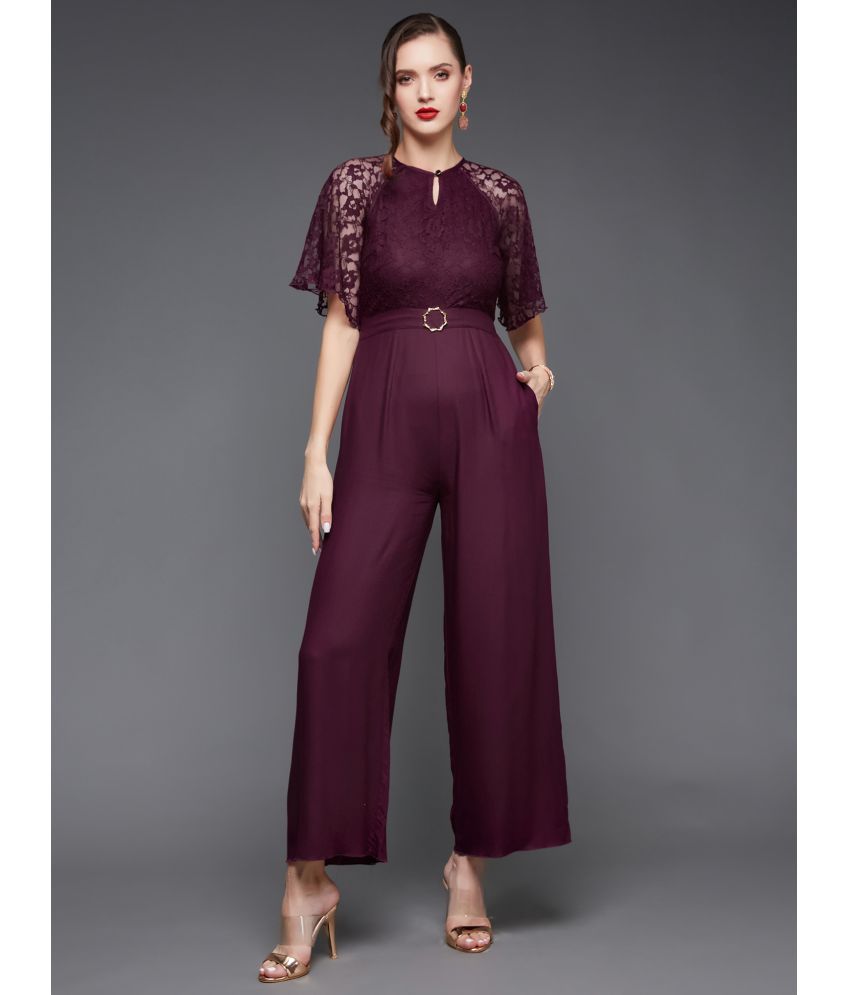     			Miss Chase Wine Rayon Regular Fit Women's Jumpsuit ( Pack of 1 )