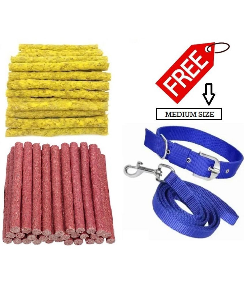     			The Treat Home Munchy Stick (Chicken, Mutton) Flavor Each Pack Of 150 GR  With Free Leash/Collar