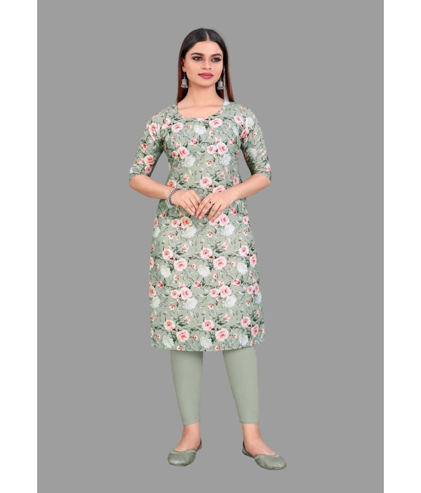     			WOW ETHNIC Crepe Printed Straight Women's Kurti - Grey ( Pack of 1 )