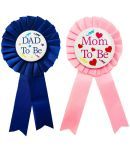 Zyozi  Mom to Be & Dad to Be Tinplate Badge Pin for Welcome Baby Boy or Girl, Baby Shower Celebration Mom Gifts | Baby Shower Party Kit (Pack Of 2)