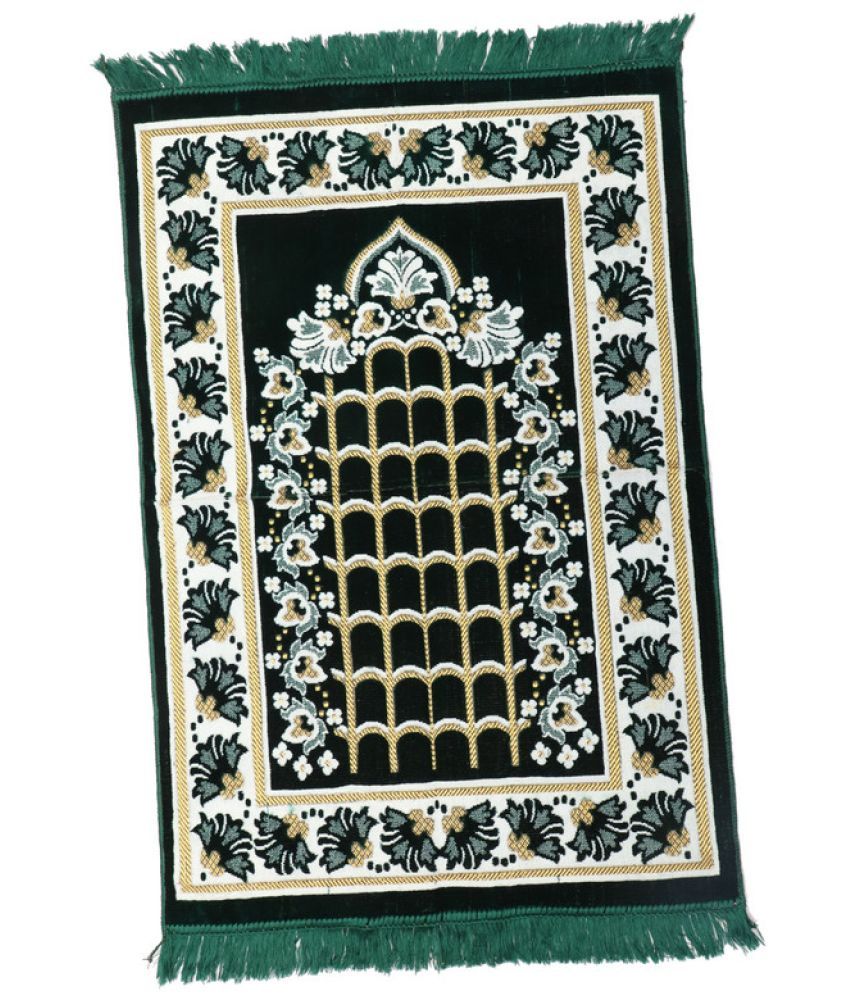     			ADIRNY Green Single Regular Velvet Prayer Mat ( 110 X 70 cm )