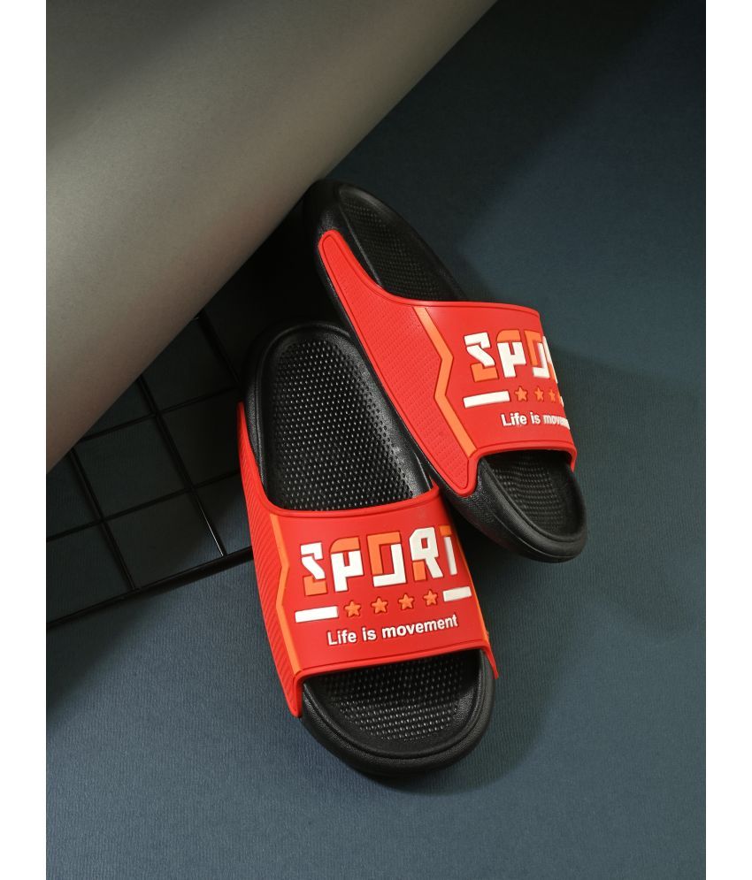     			Aadi Red Men's Slide Flip Flop