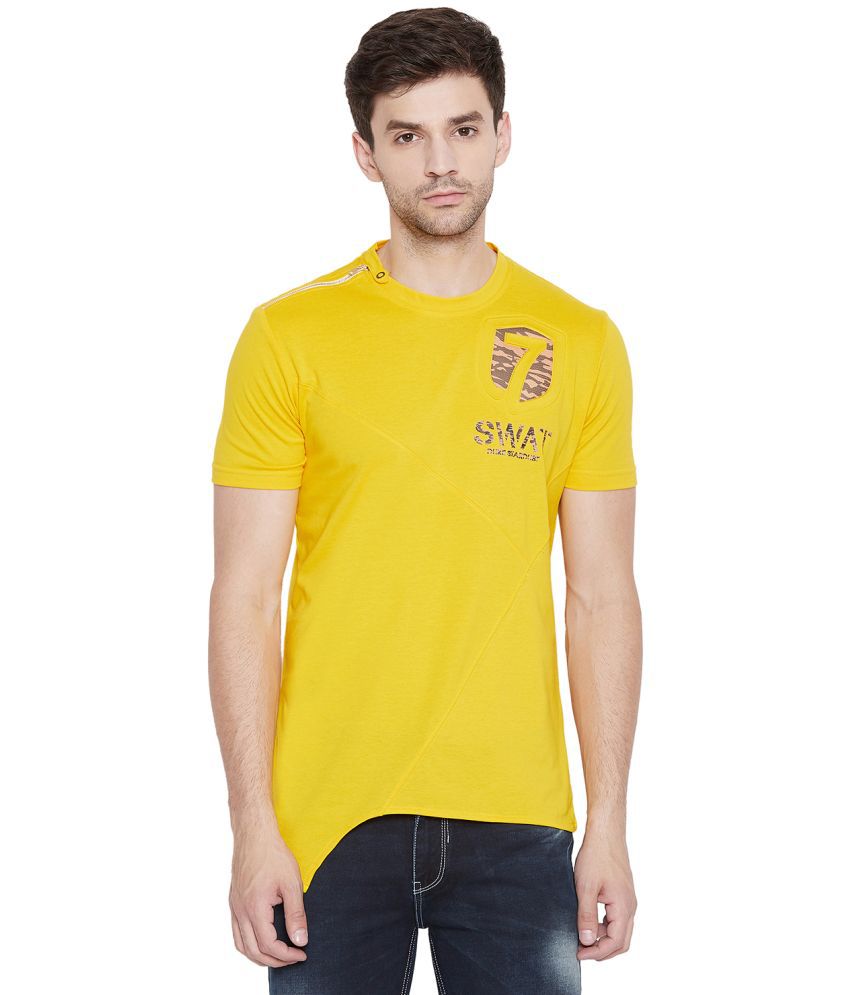     			Duke Cotton Blend Slim Fit Solid Half Sleeves Men's T-Shirt - Yellow ( Pack of 1 )