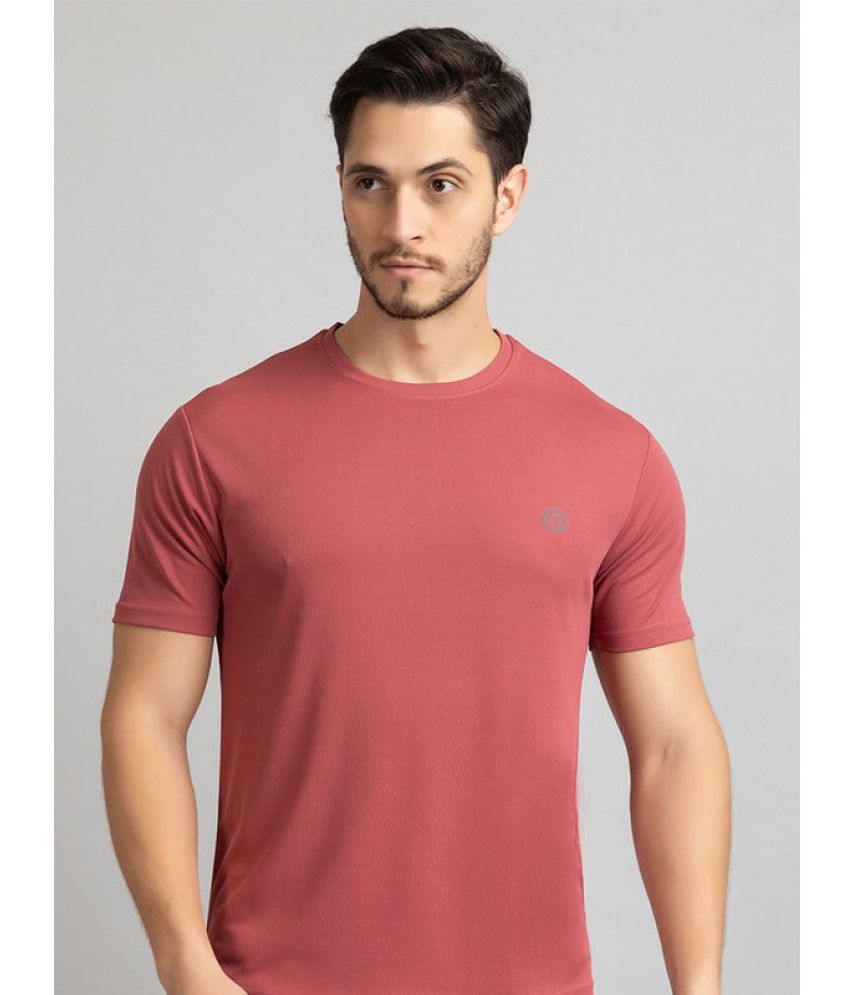     			FXSPORTS Polyester Regular Fit Solid Half Sleeves Men's T-Shirt - Pink ( Pack of 1 )