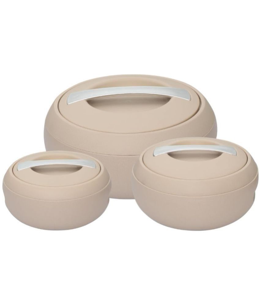     			Jaypee Plus Beige Steel Thermoware Casserole ( Set of 3 , 2000,1000,1500 mL )