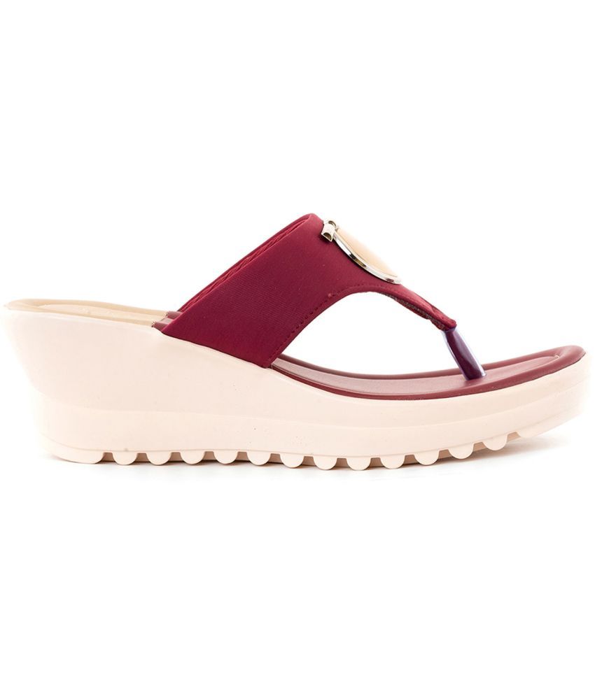     			KHADIM Maroon Women's Slip On Heels